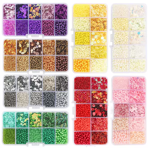 10 Grid Set Box Rice Bead Sequins Imitation Pearl Material Pack 1 Box/Pack 6 best sales fake cash - №3
