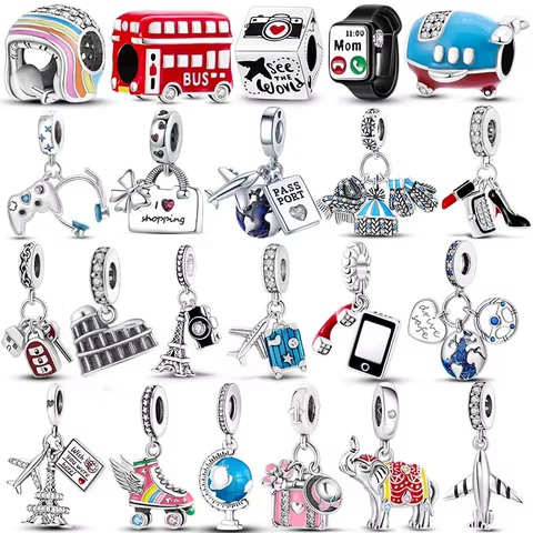 Charms Plata de ley 925 Silver Travel Dangle Charm Eiffel Tower Beads fit Charms Bracelet Original Jewelry 8 best sales travel charm - №3