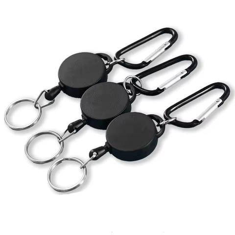 Retractable Keychain Badge Reel Holder Clips Easy-To-Pull Buckle Rope Elastic Keychain for Keychain for Camping Outdoor Key Ring 10 best sales elastic keychain - №10