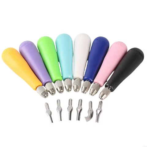 Linocut Cutter Set With Assorted Cutting Head Craft Linoleum Cutter For Rubber Block Stamp Carving Block Printing Craft 8 best sales linocut - №4