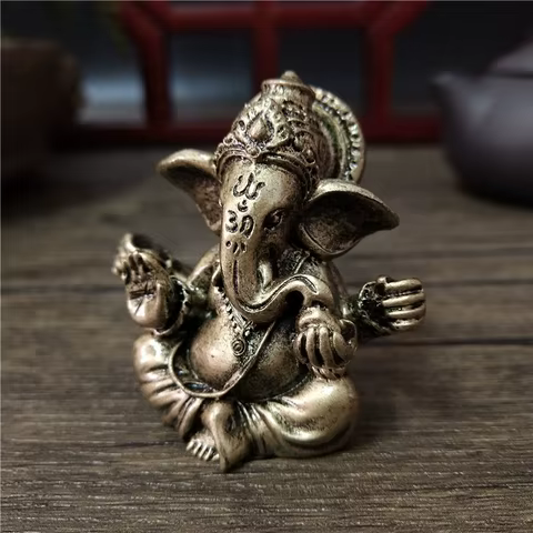 Bronze Color Lord Ganesha Statue Buddha Ornaments Elephant Hindu God Sculpture Figurines Home Office Decoration Buddha Statues 6 best sales buddha shop - №6