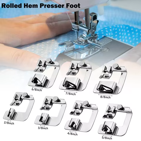 1 PCS Rolled Hem Feet Domestic Sewing Machine Hemmer Presser Foot For Brother Singer Low Shank Sewing Machine Accessories 12 best sales sewing machine parts - №5