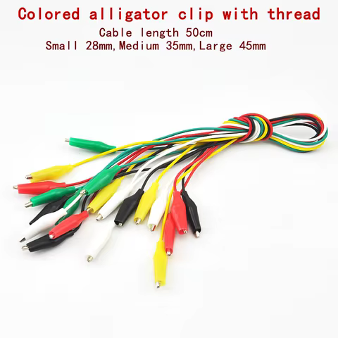 10pcs Colorful Alligator Clips Electric DIY Small Battery Power Cord Sheath Double Head Test Clamp 28mm 35mm 45mm 50cm 8 best sales ali toys - №5