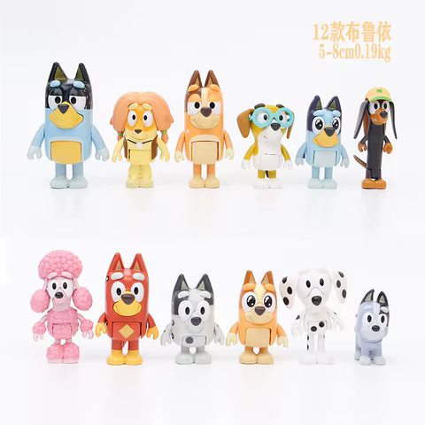 New Cute The Bruy family Action Figure Cartoon Blueyed Bingo Model Doll Anime Toys For Kids Birthday Xmas Gift 8/12pcs a set 8 best sales bluey friends - №5