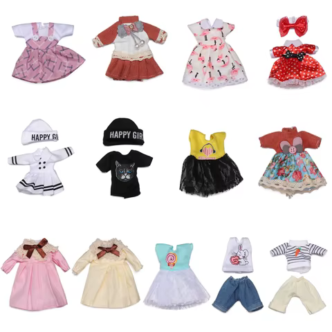 16cm Doll Clothes Cute Princess Dress For 1/8 BJD Doll Tops T-shirt Hoodies Jeans Pants Suit Lace Knitted Sweater Skirt Gift Toy 8 best sales bjd skirt - №4