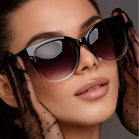 Retro Fashion Cat Eye Sunglasses Women Brand Sun Glasses Gradient Lens Simple Wide Leg Design Unisex Cateye Female Shades UV400 8 best sales cat eye eyeglasses - №6