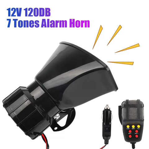 Car Warning Alarm Megaphone Police Siren Air Horn Speaker Car Horn Multi-tone & Claxon Horn 120DB Loud 12V 100W Loadspeaker Set 8 best sales dukes of hazzard car horn - №7