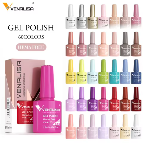 Venalisa HEMA FREE Nail Gel Polish Glitter Gorgeous Full Coverage Soak Off UV LED French Nail Jelly Pink Nude Collection 7.5ml 8 best sales 5d gel - №3