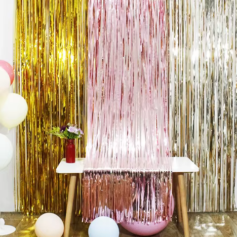 2/3M Party Background Wedding Decoration Foil Fringe Curtain Sequin Bachelorette Photo Backdrop Wall Curtain Birthday BabyShower 12 best sales wedding photo background - №2