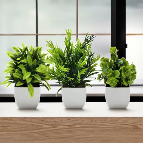 Artificial Plant Tree Window Sill Office Table Desktop Decoration Plastic Garden Fake Plant Potted Home Decor Potted Ornaments 10 best sales cherry tree - №9