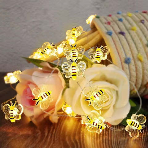 1Pack Bee Lights Battery Operated Bee String Lights For Bedroom Plants Patios Party Wedding Xmas Decorative String Lights 8 best sales large outdoor christmas decorations - №6