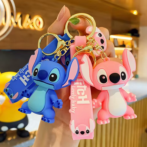 New Anime Disney Keychain Cartoon Mickey Mouse Minnie Lilo & Stitch Cute Doll Keyring Ornament Key Chain Pendant Kids Toys Gifts 6 best sales disney 100 years - №2