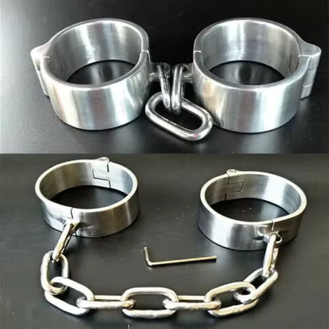 Stainless Steel Handcuff Slave Restraints Set Bondage Collar Ankle Cuffs BDSM Bondage Restraint Sex Toys for Women Man Couples 8 best sales heavy steel bdsm collar - №6