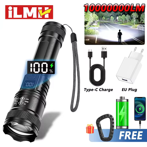High Strong Power Led Flashlights 2000LM Tactical Torch with Display Light USB Charging Camping Fishing Emergency Zoom Lantern 12 best sales k swiss - №8