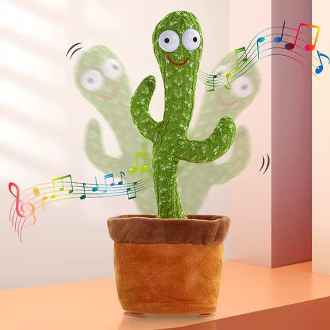 Dancing Cactus Repeat Talking Toy Electronic Plush Toys Can Sing Record Lighten USB Early Education Funny Gift Interactive Bled 8 best sales cactus dancing toy - №2