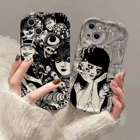 Junji Ito horror Hot comics Tomie Case For iPhone 15 14 13 12 11 Pro Max Mini X XR XSMAX 8 7 6S Plus 3D Wave Soft Silicone Cover 8 best sales horror phone case - №7