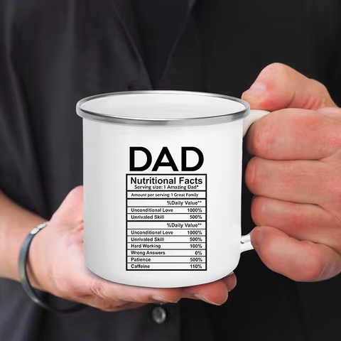 Dad Nutritional Facts Coffee Mug Enamel Cup for Papa Daddy Stepdad Father’s Day Gift Best Dad Ever Cups Dad Gifts From Kids 8 best sales kids mugs - №8
