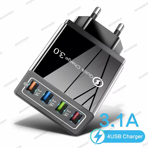 3A USB Charger 4 Ports USB Quick Charge 3.0 EU US Plug For iPhone Samsung Xiaomi Poco Fast Charging Mobile Phone Charger Adapter 8 best sales psp pandora - №2