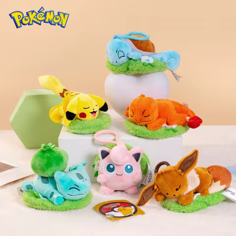 Pokemon Snorlax Pikachu Eevee Jigglypuff Bulbasaur Keychain Plush Toy Cartoon & Cute Backpack Pendant Children's Gift 6 best sales eevee keychain - №4