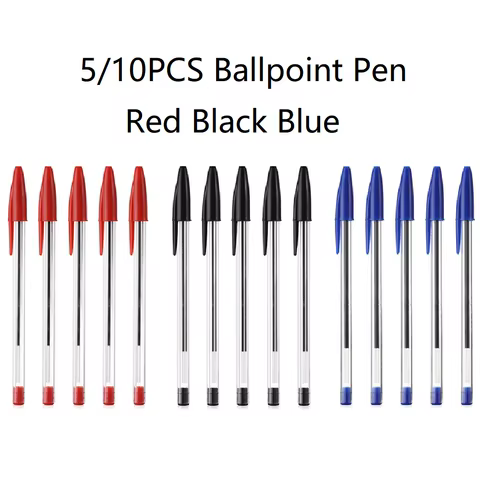5/10 Pcs Black Red Blue Ballpoint Pen 1.0mm Ballpoint Pen Student Signing Pen Writing Pen Stationery School Office Accessories 8 best sales blue ballpoint pen - №6