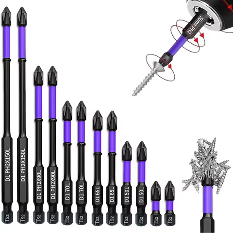 6/12 Pcs Magnetic Screwdriver Bits Non-slip Shockproof Phillips Impact Bits Hex Shank Alloy Steel Bits Suitable for Power Tools 6 best sales macbook 12 - №4