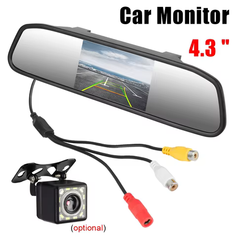 12V Car Player Interior Mirror Rear View Camera Parking Monitor 4.3 Inch Screen HD DVD Video Display PDC Parktronics Accessories 8 best sales portable dvd player with screen - №8