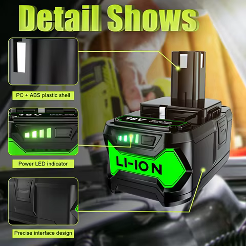 6Ah For RYOBI P108 18V One+ Plus Battery 18 Volt Lithium-Ion Power Tools P104 P107 RB18L50 RB18L20 P108 8 best sales 18650 batterry - №7