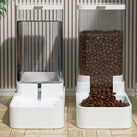 Automatic Cat Feeder & Water Dispenser with Gravity Food Storage Container for Cats and Dogs 12 best sales cat water bowl - №11