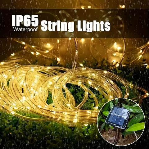 LED Solar String Lights Garden Waterproof Tube Rope Lamp Christmas Garland Fairy Lights For Outdoor Holiday Decoration Lighting 8 best sales large outdoor christmas decorations - №4