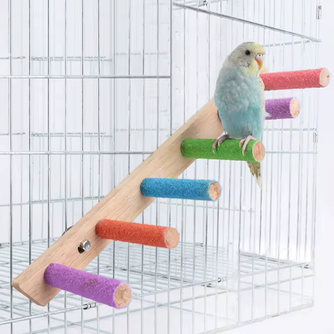 4/6/8 Step Bird Climbing Ladder Parrot Toy Ladder Bird Interaction Fun Climbing Toys Wooden Exercise Rack 10 best sales birds toys - №5