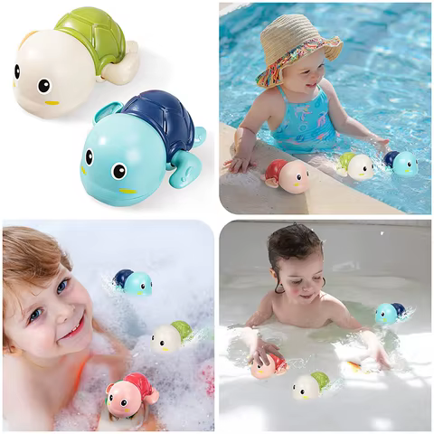 Baby Bath Toys Bathing Cute Swimming Turtle Whale Pool Beach Classic Chain Clockwork Water Toy For Kids Water Playing Toys 8 best sales bath doll - №7