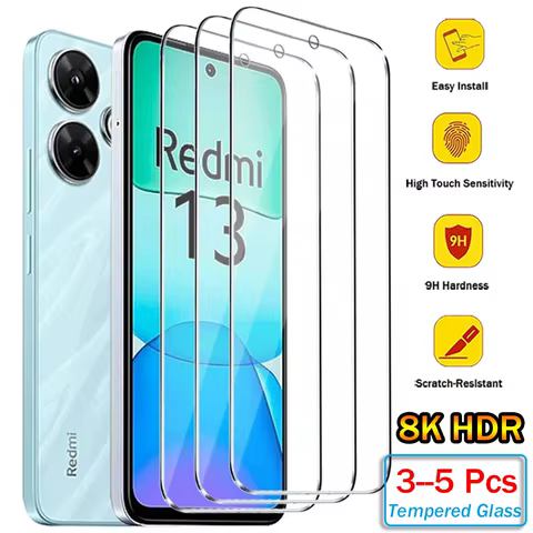 3/5Pcs Tempered Glass For Xiaomi Redmi Note 13 12 Pro Screen Protector For Redmi Note 13 12 13C 12C Cover Glass Protective Film 8 best sales redmi 9c nfc lcd - №8