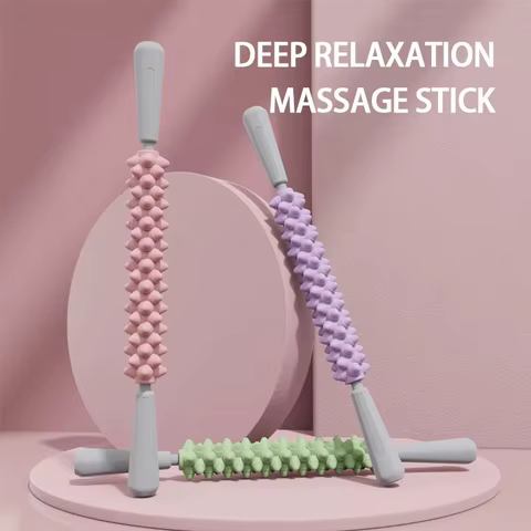 Yoga Massage Stick Yoga Fitness Wolf Teeth Muscles Massage Stick Calves Thighs Quadriceps Arm Forearm Relaxation Artifact Roller 6 best sales relx - №2