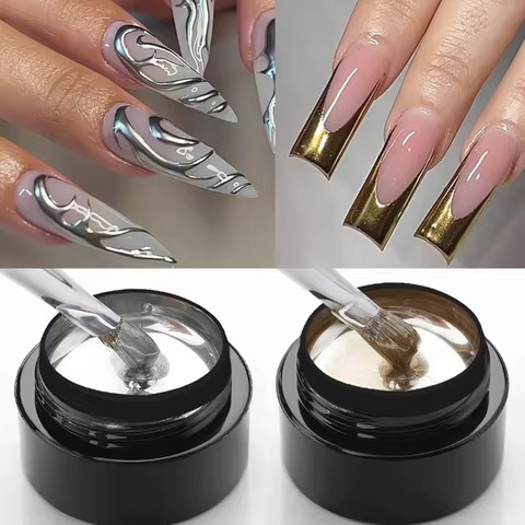 Metallic Painting Gel Chrome Gold Silver Rose Gold Mirror Effect Nail Polish Super Bright Drawing Line French Nail Art Varnish 8 best sales 5d gel - №4
