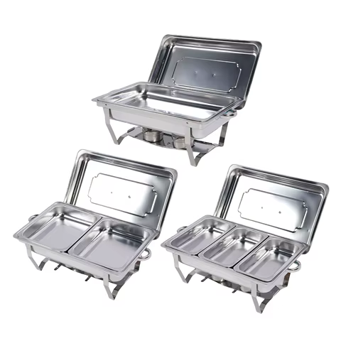 Stainless Steel Buffet Chafing Dish Set Foldable Heat Preservation Multifunctional Buffet Warmer for Gathering Outdoor Wedding 10 best sales chafing dishes - №9