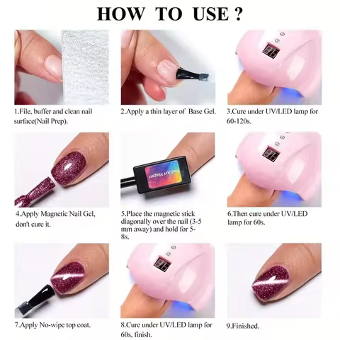 6pc Glitter Cat Magnetic Nail Gel Polish Set Cat Eye Holographic Reflective Semi Permanent UV Gel Soak Off Sparkling Nail Art 10 best sales glimmer - №6