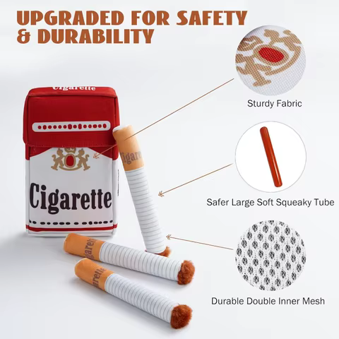 Creative Cigarette Interactive Giggles Dog Toys Funny Interactive Plush Dog Toys Funny Plush Chewing Toy Cigaret Box Pet Gifts 8 best sales pitbull plush - №6