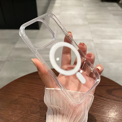 For Magesafe Magnetic Transparent Wireless Charge Case For iPhone 11 12 13 14 15 16 Pro Max Plus Mini X 7 8 Shockproof PC Cover 10 best sales clear case - №1
