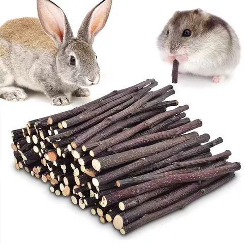 20/40/80/100pcs Hamster Rabbit Teeth Grinding Apple Tree Stick Minerals Molar Stone Toys for Chinchilla Hamster Pet accessories 8 best sales chinchilla toy - №6