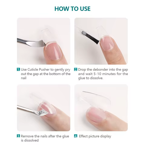 Nailpop 2pcs Removeing False Nails Debonder Glues for Rhinestone Remover Nail Art Debonder Fast Dissolve Liquid Accessories 10ml 12 best sales debonder - №4