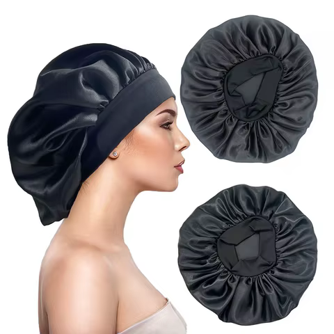 Newly Satin Night Hair Cap Women's Solid Sleeping Hat Sleep Care Bonnet Nightcap For Women Unisex Cap 12 best sales thermal cap - №8