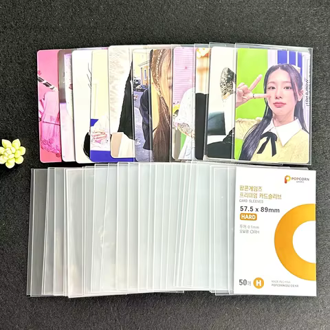 50pcs Korea Card Sleeves Clear Acid Free CPP HARD Photocard Holographic Protector Film Album Binder Photo Popcorn Card 12 best sales photo album 9x13 - №4