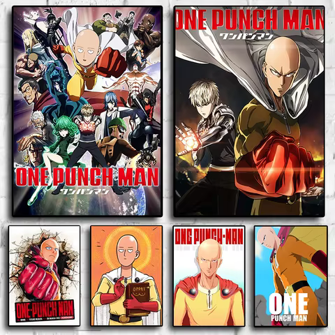 Anime Canvas Painting One Punch Man Poster and Print Room Decor Japan Action Cartoon Picture For Living Room Art Wall Decor 8 best sales one punch man poster - №4
