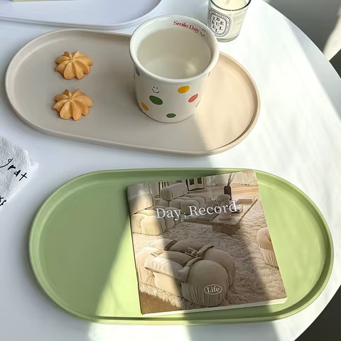 Stackable Oval Tray Nordic Style Storage Trays Dim Sum Fruit Dessert Tray Jewelry Storage Tableware Plate Kitchen Accessories 12 best sales food tray korean - №5