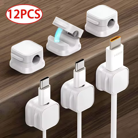 Magnetic Cable Clip Cable Holder Adhesive Wire Keeper Cord Cable Organizer for Home Office Under Desk Management 10 best sales cord hider - №7