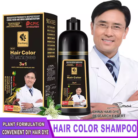 500ml 3 In 1 Hair Color Shampoo Black Hair Dye Covering White Hair Shampoo Black Plant Hair Dye Fast Hair Dye Cream Styling DIY 10 best sales hair jam - №7