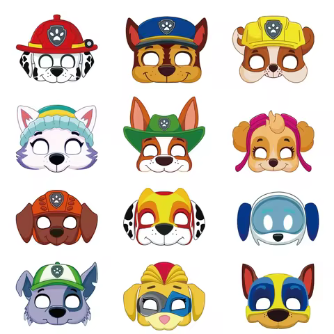 12Pcs Paw Patrol Birthday Party Masks Toy Puppy Patrol Kids Costume Masks Patrulla Canina Figure Mask Kids Cosplay Party 6 best sales super paw patrol - №6