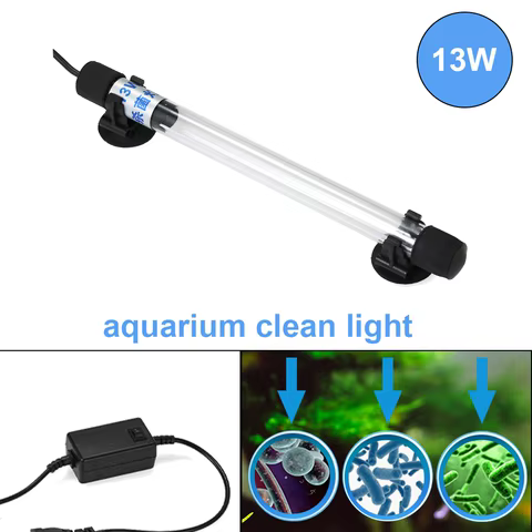 UV Light 13W Sterilization Lamp Submersible Ultraviolet Sterilizer Water Disinfection for Aquarium Fish Tank Pond AC220-240V 8 best sales uv light for aquarium - №1