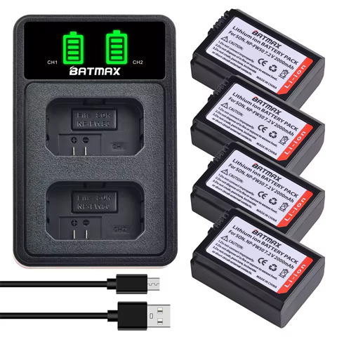 4X 2000mAh NP-FW50 NP FW50 Battery + LED USB Dual Charger for Sony A6000 A6400 A6300 A6500 A7 A7II A7RII A7SII A7S A7S2 A7R 8 best sales dprk - №4