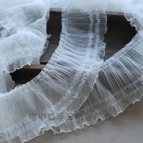 10CM Wide Modern Embroidery Flower Tulle Lace Fabric Trim Ribbon DIY Sewing Ruffle Applique Collar Fringe Wedding Decor 10 best sales denim trim - №1